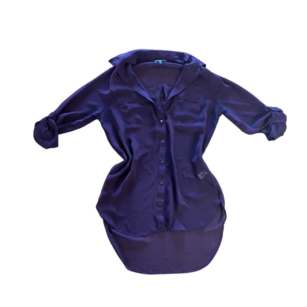 Express Sheer Purple Button Up - image 1